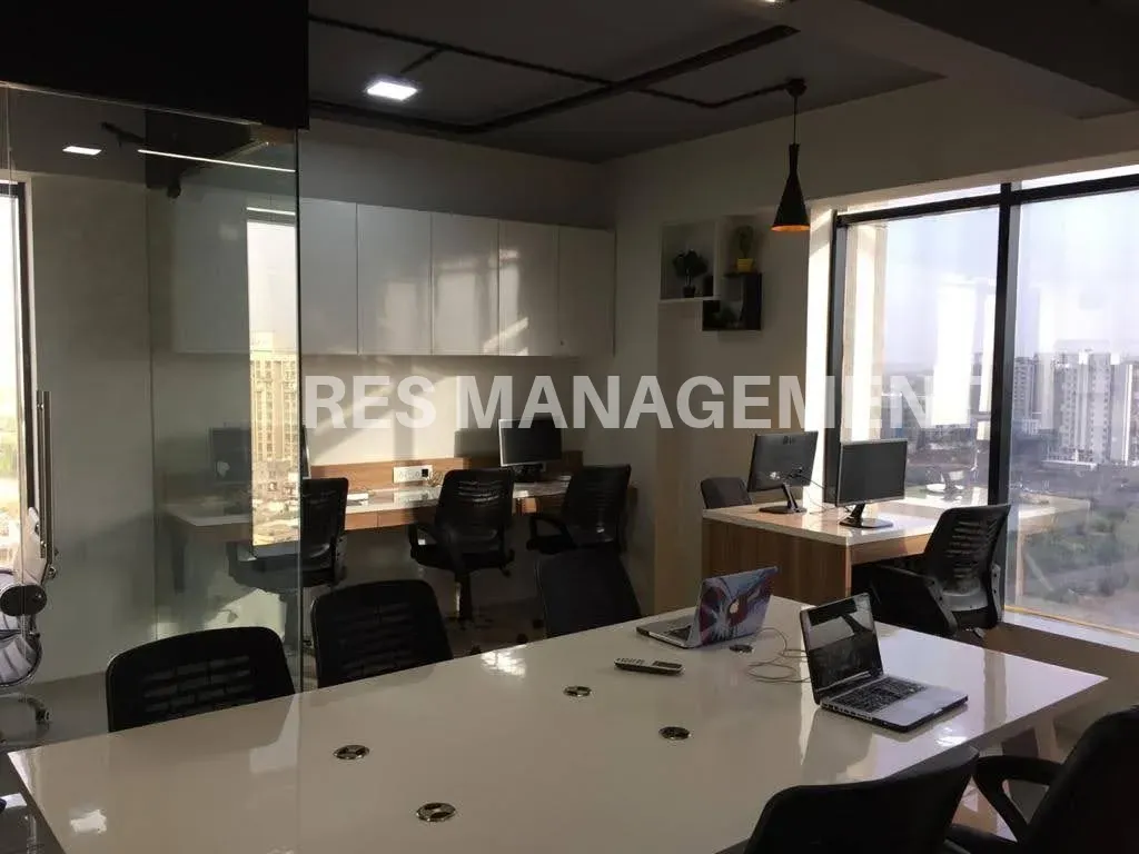 Fully Furnished office for Rent prahlad nagar  Corporate road 1 cabin 18 seating