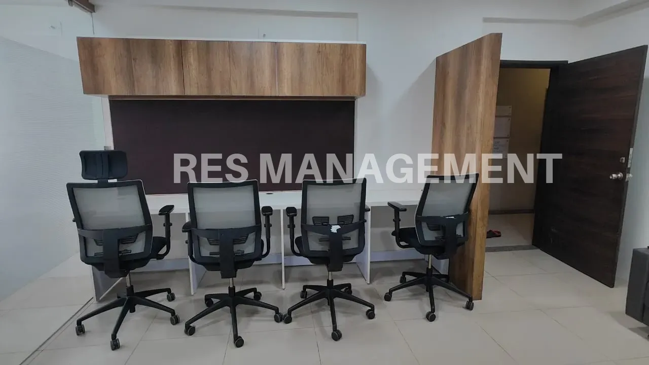 Fully Furnished office for Rent titanium Heights Prahladnagar 1 cabin 8 seating