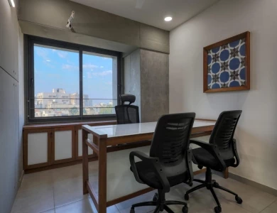 931 sq.ft. Fully Furnished Office For Rent CG Road 2 cabin 6 seating