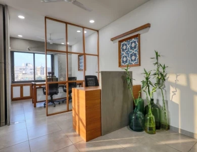 931 sq.ft. Fully Furnished Office For Rent CG Road 2 cabin 6 seating